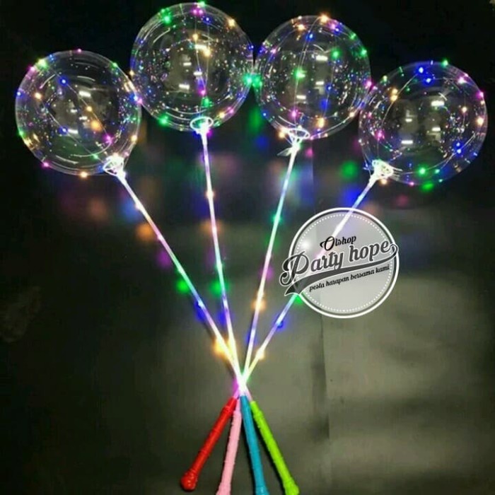 Balon LED Stik Foil PVC Baterai / Balon Pvc Tranparan / Balon Lampu