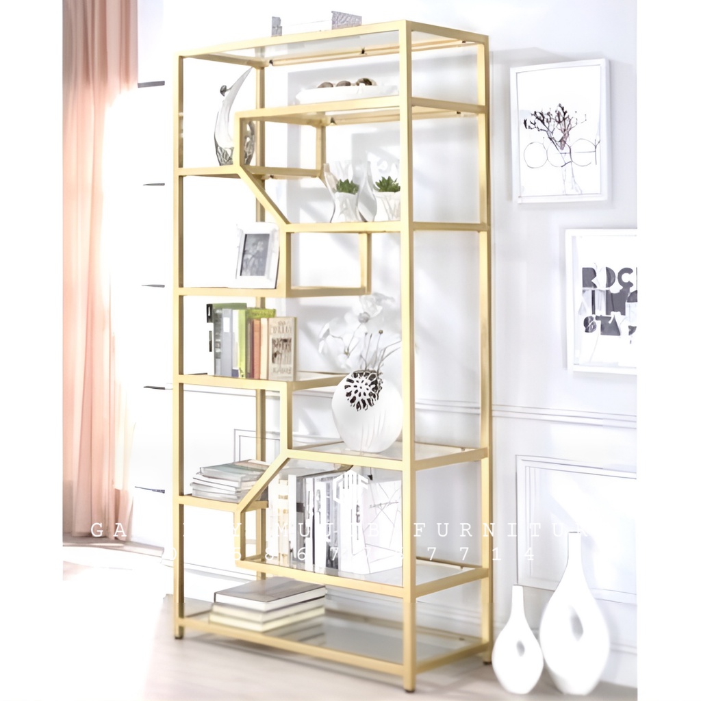 PARTISI RUANGAN RAK BUKU MINIMALIS MODERN | RAK HIAS BESI INDUSTRIAL 120 cm