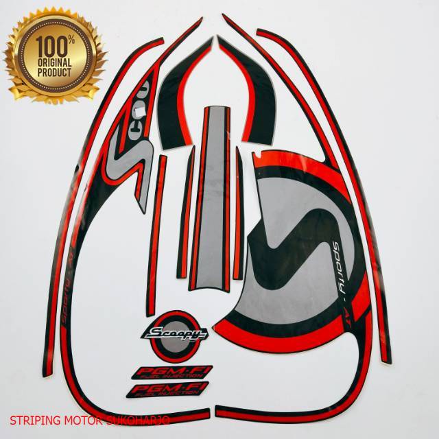(ORI) striping honda scoopy 2013 sporty    hitam kualitas original
