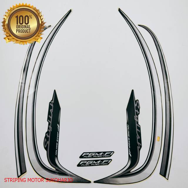 (ORI) striping honda scoopy stylish 2016 idling stop hitam  kualitas original