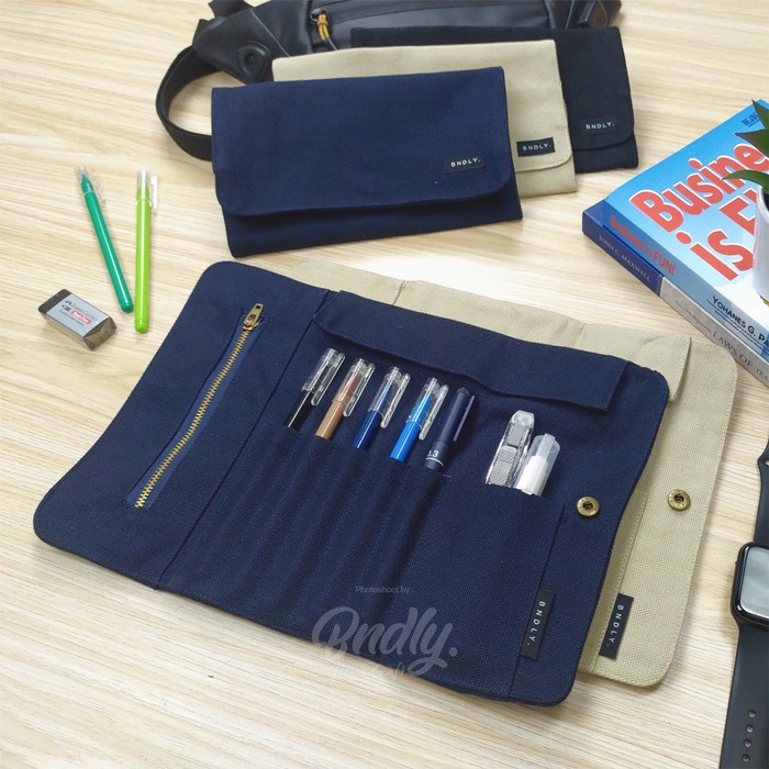 

Roll Up Pencil Case / Pencilcase / Tempat pensil gulung canvas - Khaki