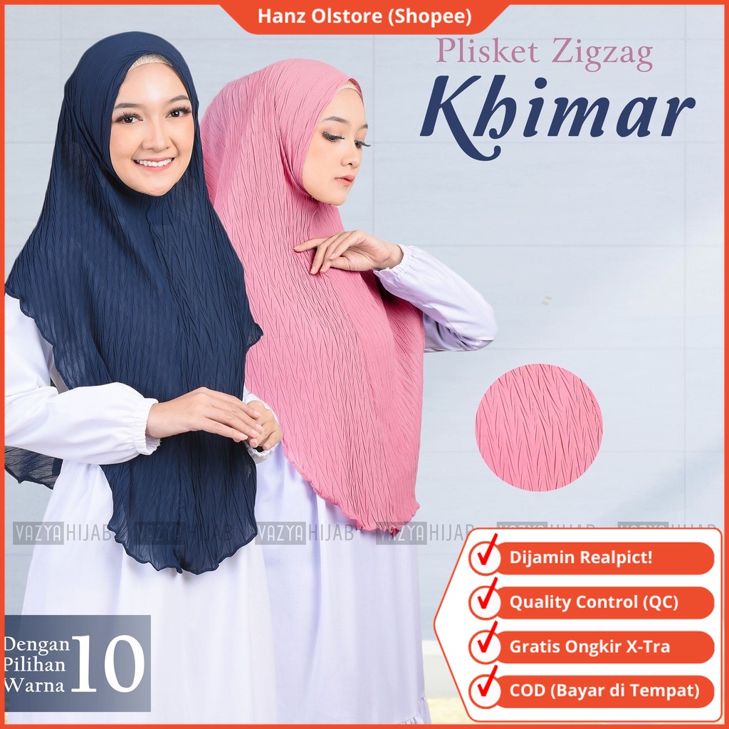 Hanz Olstore Khimar Instan Jilbab Syari Kerudung Hijab Motif Sar I Syar'i Kimar Terbaru 2024 Plisket