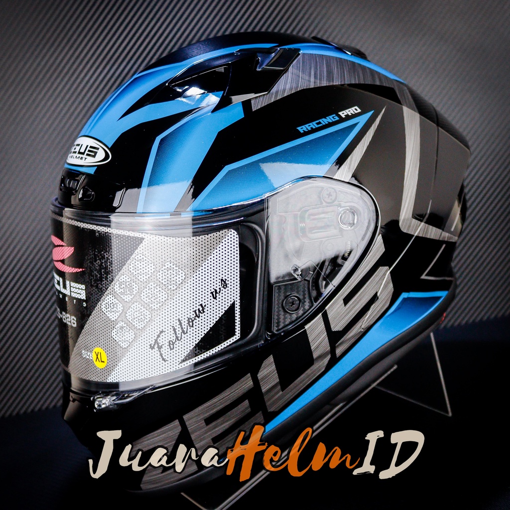 ZEUS HELM ZS826 | BLACK BK3 BLUE | ZS 826 - ZEUS 826 FLAT VISOR