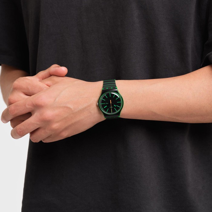 limited edition SWATCH SO29G702 GLOW THIS WAY Jam Tangan Pria Analog Original Swiss