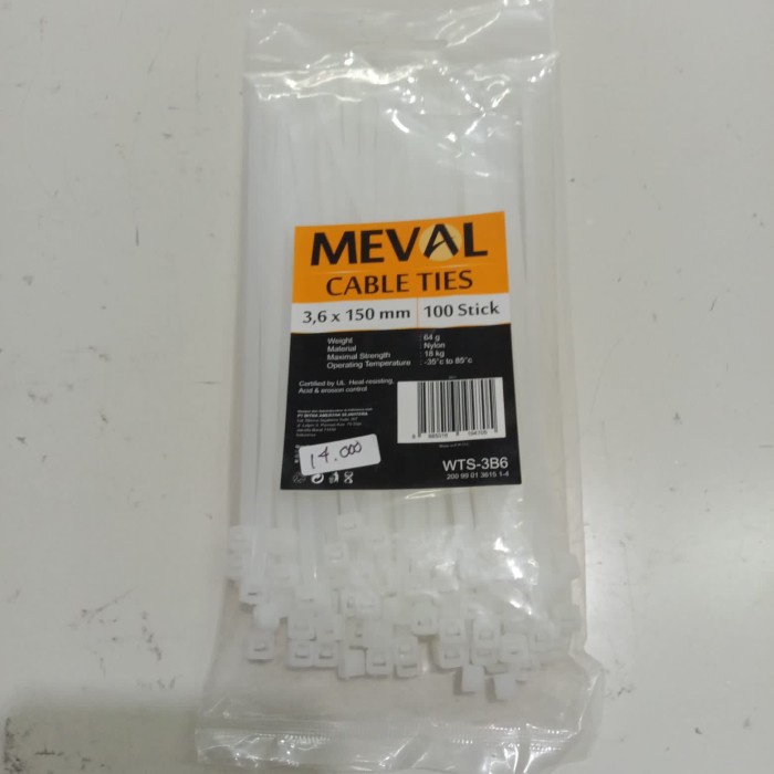 Kabel Ties 3.6 x 150mm Cable Ties 15cm MEVAL