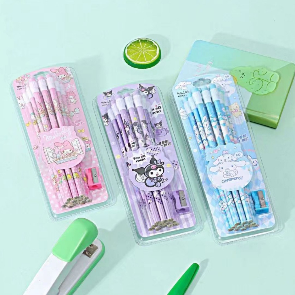 

VIRAL!! 1 SET PENSIL STATIONERY ISI 12 PENSIL FREE PENGHAPUS + RAUTAN+ GRIP EDISI SANRIO & PRINCESS