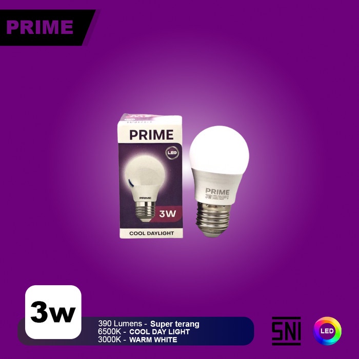 PRIME LAMPU Bohlam LED Bulb 3 Watt Warm White / Cool Day Light