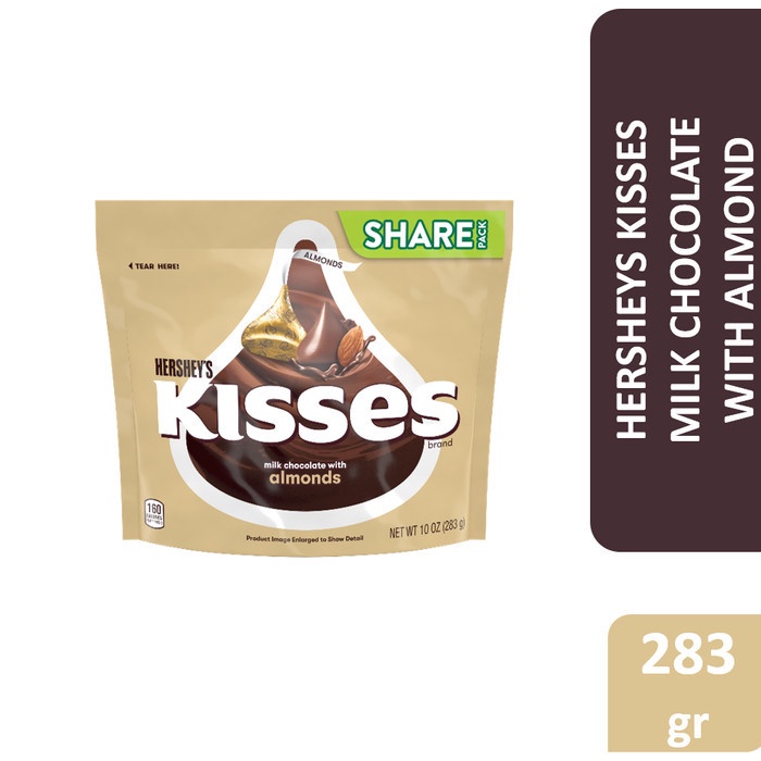 

Hershey Kisses Milk Chocolate with Almonds - cokelat impor isi kacang