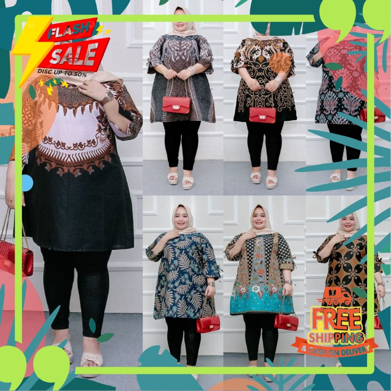 Imlek chinese new year /ATASAN TUNIK JUMBO XXXXXXXXL LD 140CM 130 120 DRESS BATIK CANTIK
