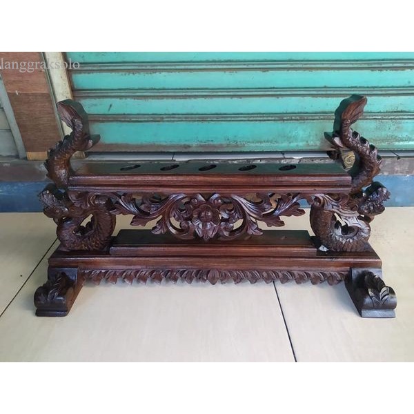

jagrak keris naga kembar isi 5 kn megantoro sengkelat kamarogan - finishing antik