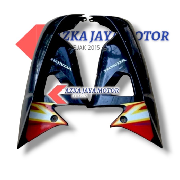 Cover sayap luar dalam honda supra fit new HITAM Strip Orange 2006 - Hitam + strip