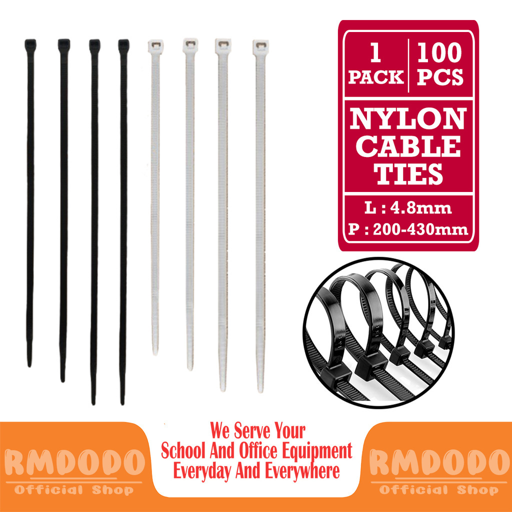 

Rmdodo - Kabel Ties Nylon 4.8mm [1 Pack - 100 Pcs Ties] / Nylon Cable Ties 6BAN / Pengikat Kabel