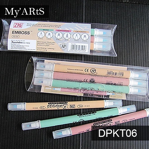 

Kuretake ZIG Emboss Writer Twin Tip Set 3 Embossing Ink Brushpen Brush Pen Craft Myarts