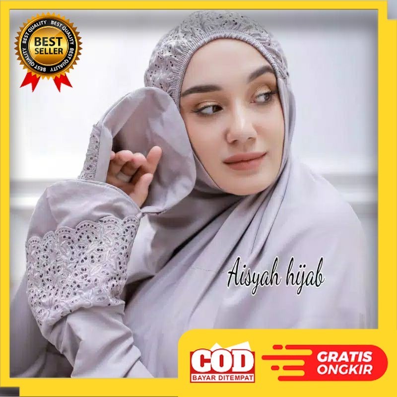 Mukena Terusan Khodijah Jumbo Dewasa Katun Siti Khadijah Syahrini Pasteleena Full Bordir Mukena Laju