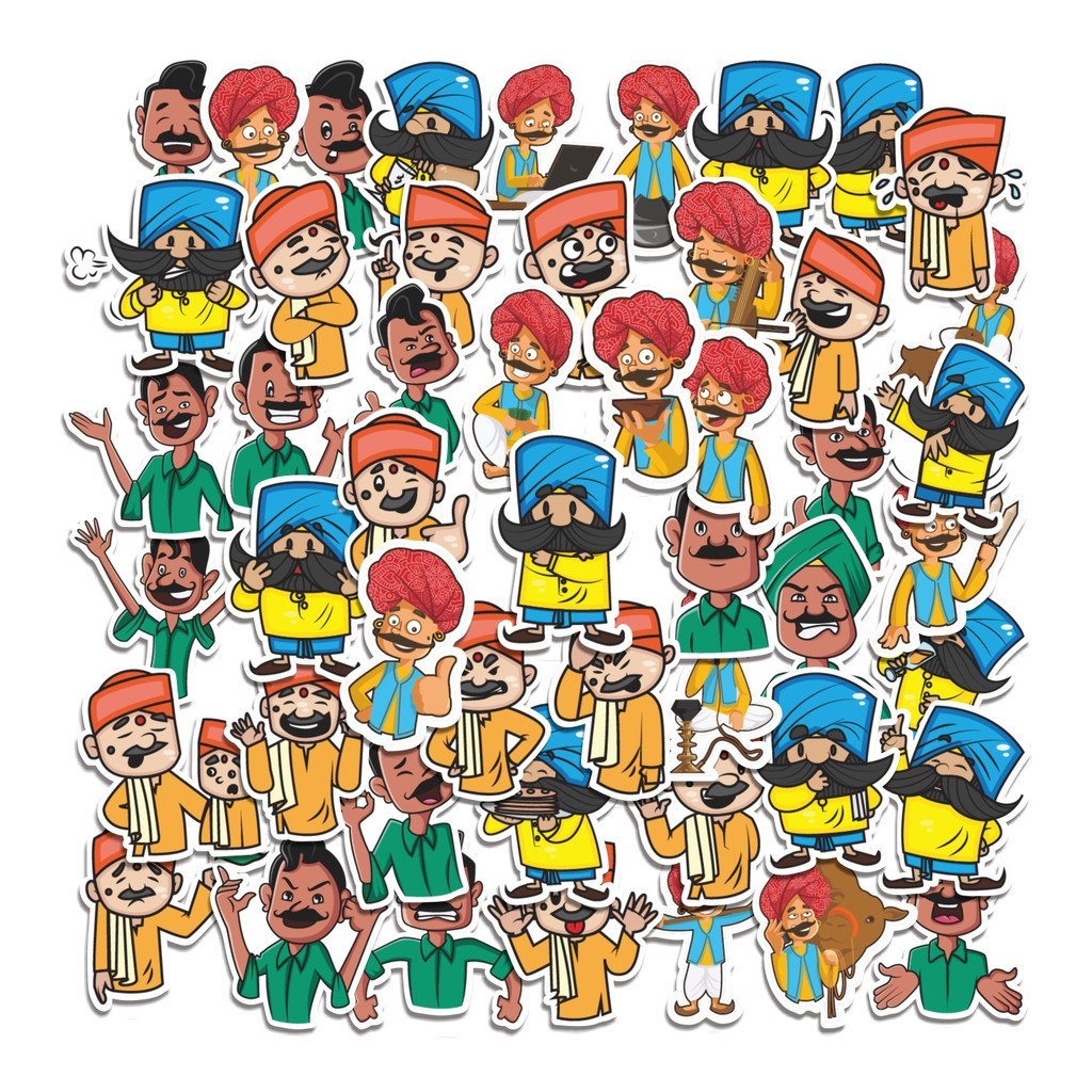 

COD 50 Pcs Stiker Indian Man / Pria India Lucu Anti Air Untuk Dekorasi Notebook Sepeda Skateboard Handphone