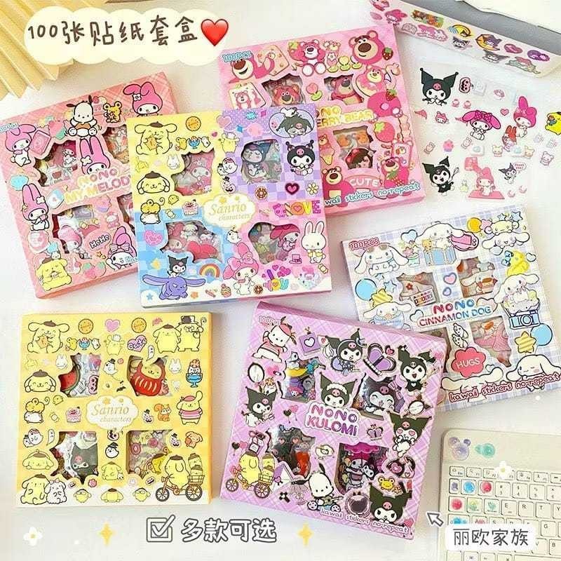 

MCC Sticker isi 100 Lembar Sticker Momo Waterproof Stiker 100 Lembar 4 warna rainbow Sticker Sanr1o