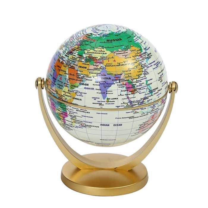 ✨E.SYO✨ - PROMO GLOBE PAJANGAN MINIATUR BOLA DUNIA ATLAS ORNAMEN DEKORASI UKURAN KECIL - Putih