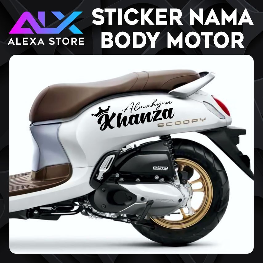 Sticker Nama Body Motor Cutting Kaligrafi Jepang Korea Arab Thailand Striping Scoopy PCX Nmax