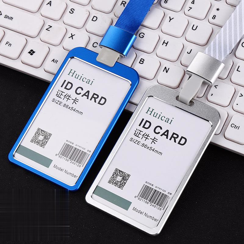 

Metal Staff Badge Holder with Lanyard Employees Workers Pass Work Card Sleeve Name Badges ID Tag Holders Card Cover Case Metal