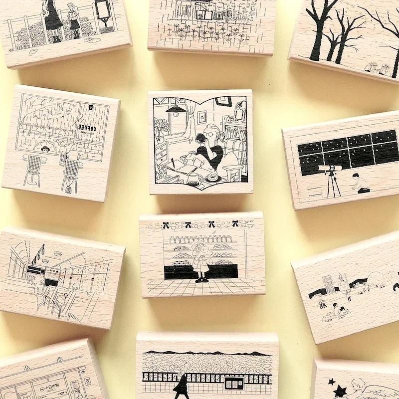 

Stamp Scrapbooking Supplies 9 Types Journaling Scrapbook Wooden Stamps