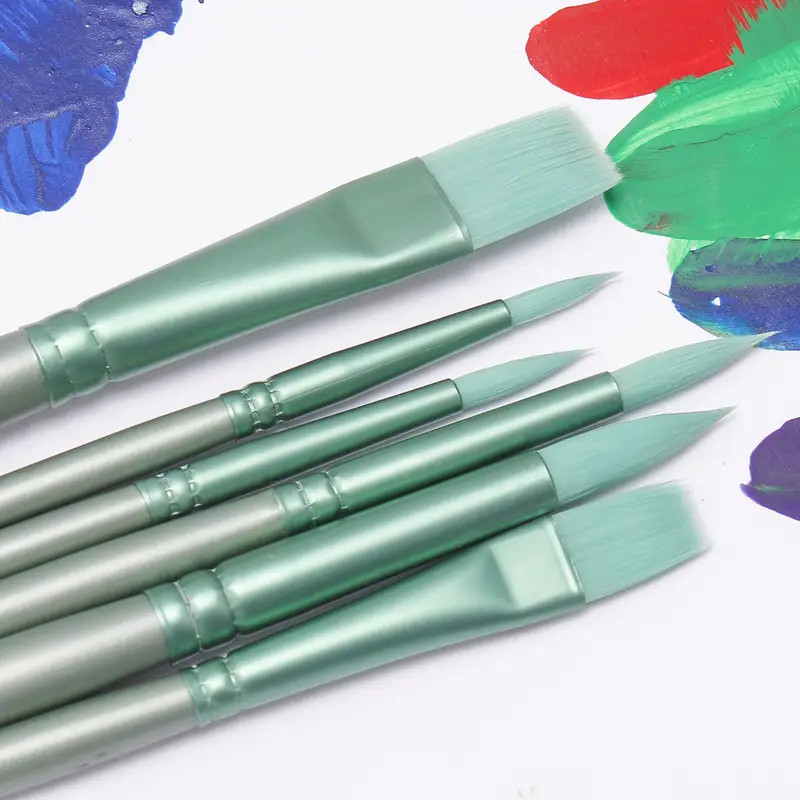 

6/4 Brush Set, Sharp and Flat Watercolor Brushes, Nylon Hair Acrylic Brushes, Painting Supplies