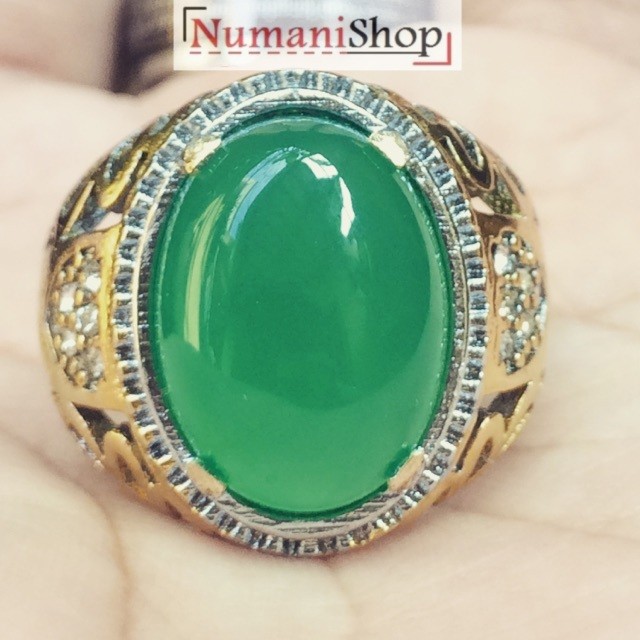 Cincin Titanium Batu Hijau Garut Size Kantoran HQ