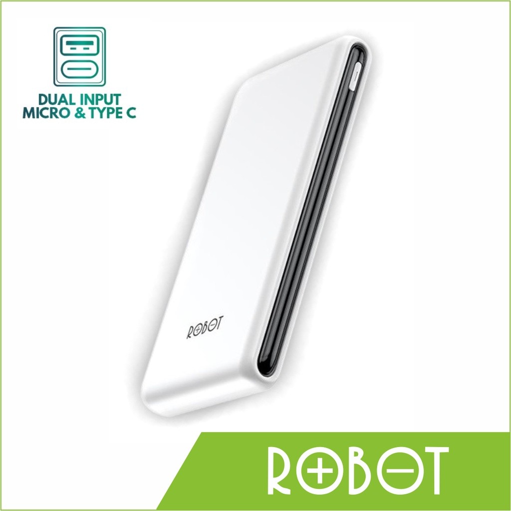 Power Bank Dual Input 10000 mAh Robot RT-180 - 10W Powerbank - SFO Semarang Official