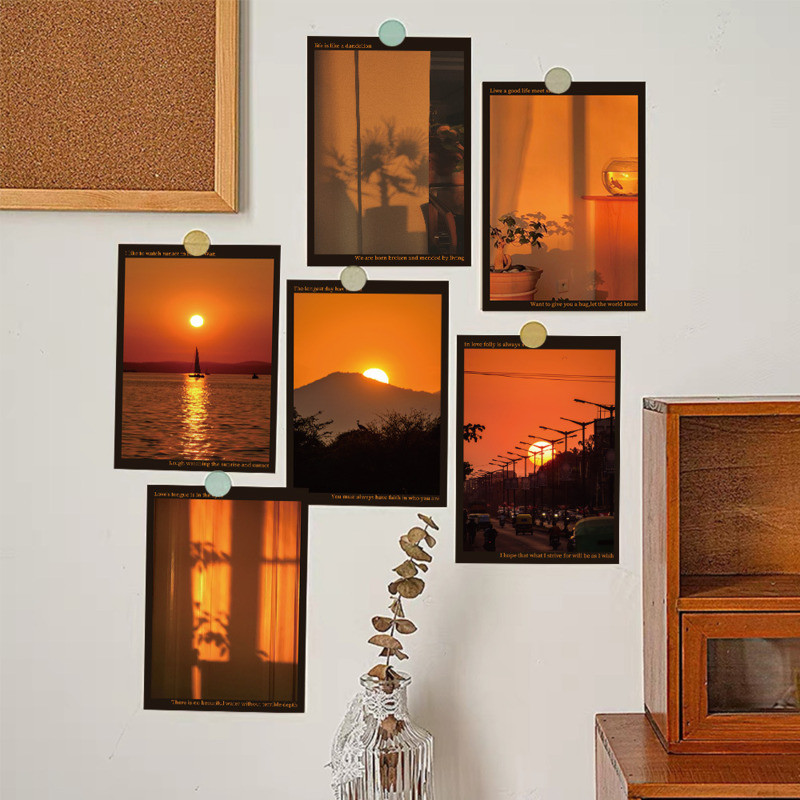 

​Ins Beautiful Sunset Scenery Postcard Photo Props Background Wall Decorative Card Warm Heart Message Greeting Card 10 Sheets