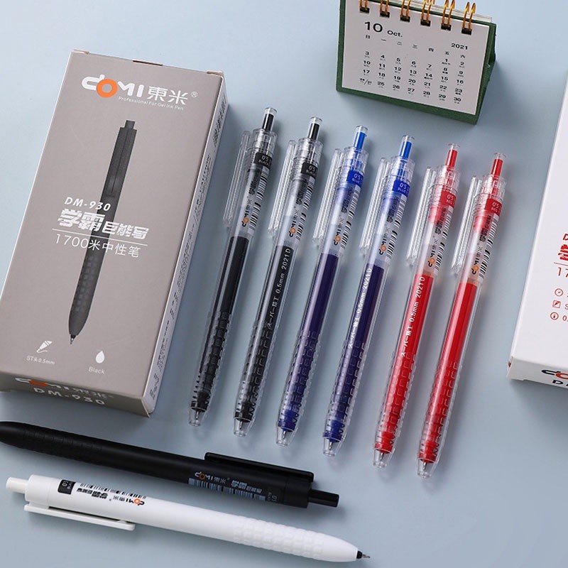 

1Pc Large Capacity Press Gel Pen 0.5mm ST Needle Black / Blue / Red Ink Pen Student Brush Exam Pen Stationary Supplies