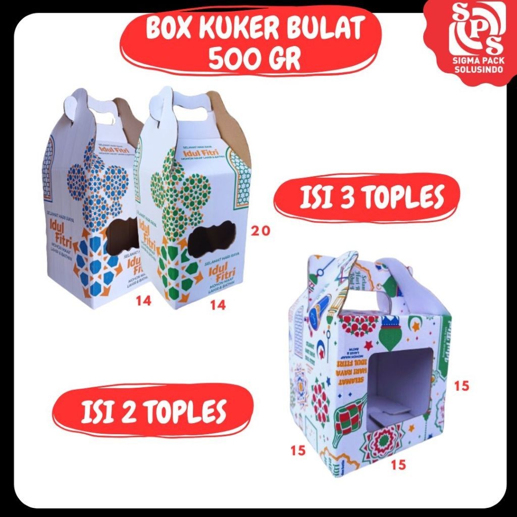 

Kardus Jinjing 14x14x20 / 15x15x15 Kue Kering 500gr Isi 2/3 Bulat Gable Box Kuker Ied Mubarok Dus Idul Fitri Lebaran Packing Kotak Kemasan Karton MEDIAKIT IDN
