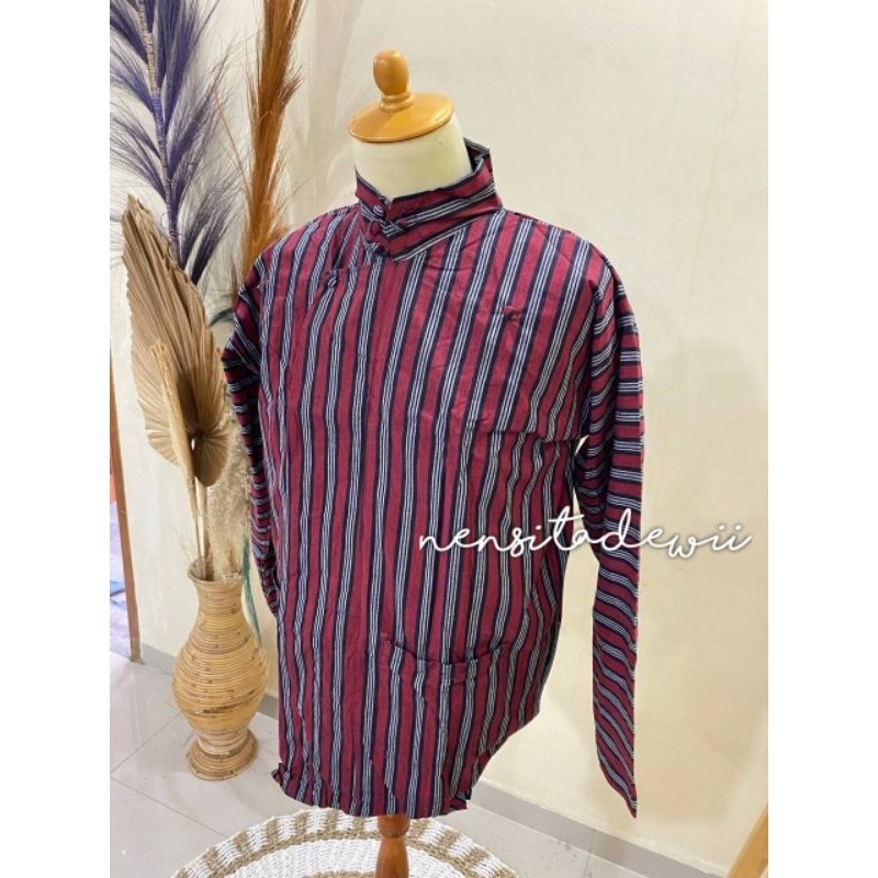 [Premium] Surjan Lurik - Merah / Baju Ja Lurik, Katun Prasojo Lurik