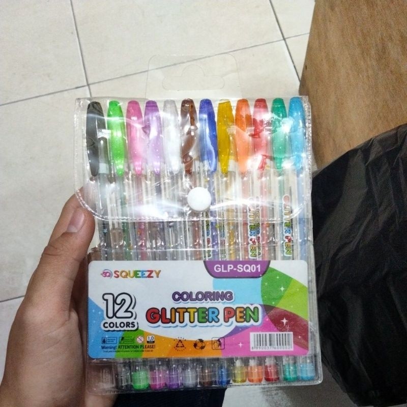 

(1 pack) Pena glitter isi 12 warna