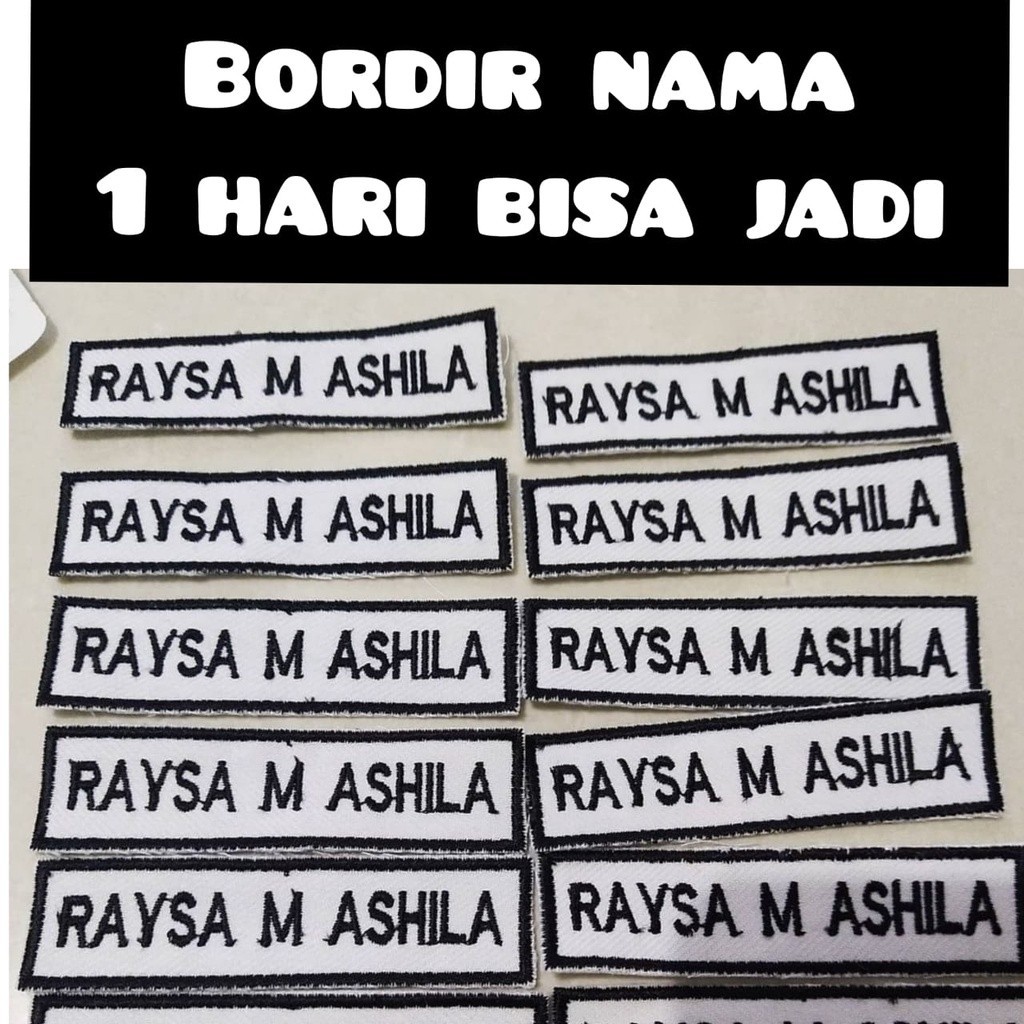 Bordir BORDIR NAMA , BORDIR NAMA SEKOLAH,LNGSUNG JADI, BET BORDIR PAPAN NAMA SERAGAM,NAMA SEKOLAH BO