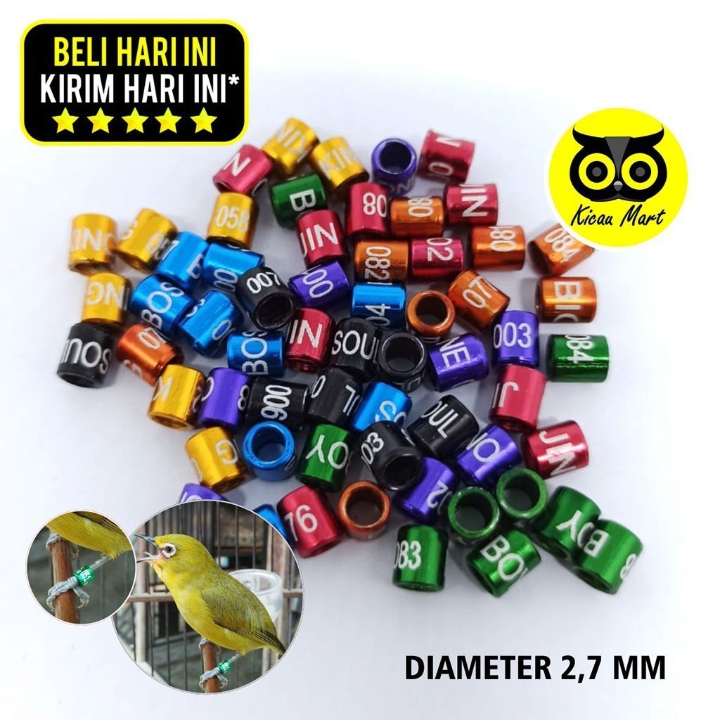KICAU MART RING PLECI RING PENANDA KAKI BURUNG PLECI LASER STAINLESS 2,7MM GELANG CINCIN KONIN BLACK