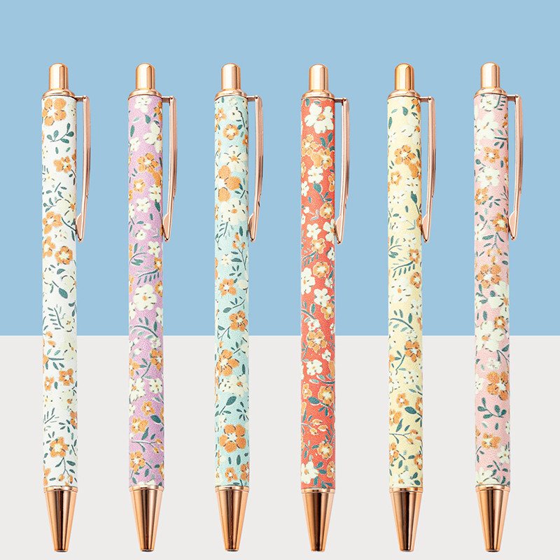 

Metal Luxury Ballpoint Pens Kawaii Floral 1.0mm Signature Pens Smooth Writing Gel Pens Holiday Birthday Gifts Office Supplies