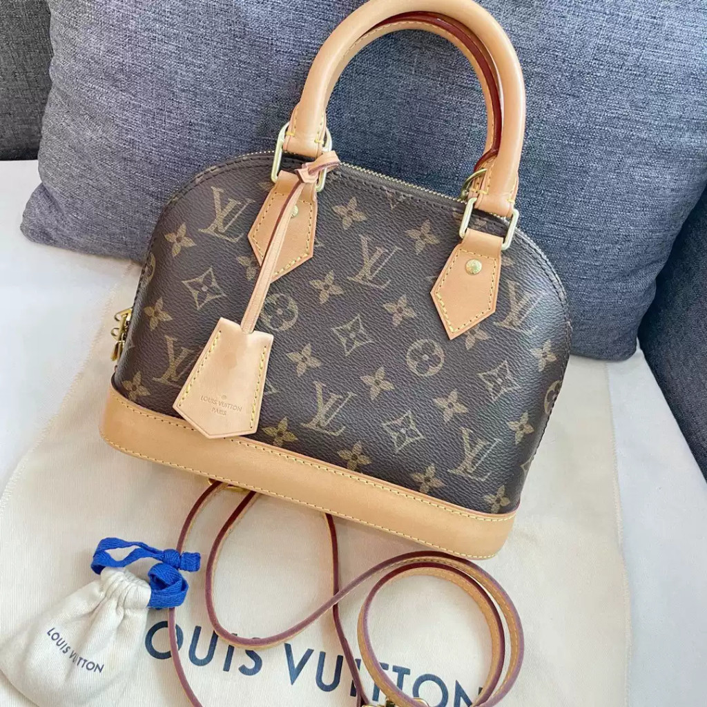 【bekas asli】（M53152） Louis Vuitton ALMA BB tas tangan/kanvas tas cangkang bunga tua klasik/tas tanga