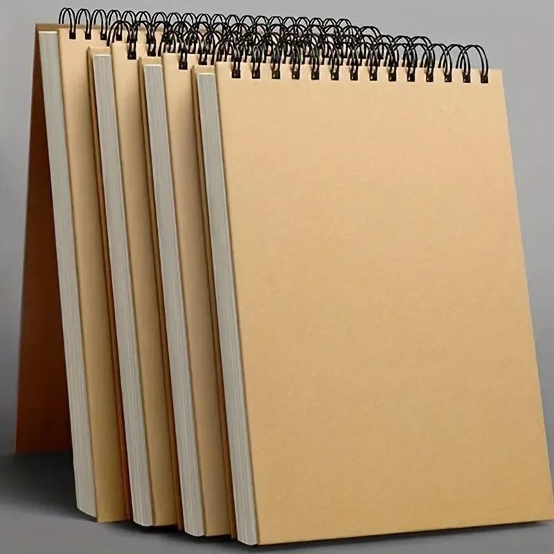 

1pc Vintage Kraft Paper Spiral Notebook, Watercolor Drawing Book, Multipurpose Scrapbooking Journal, Office Supplies Notebooks