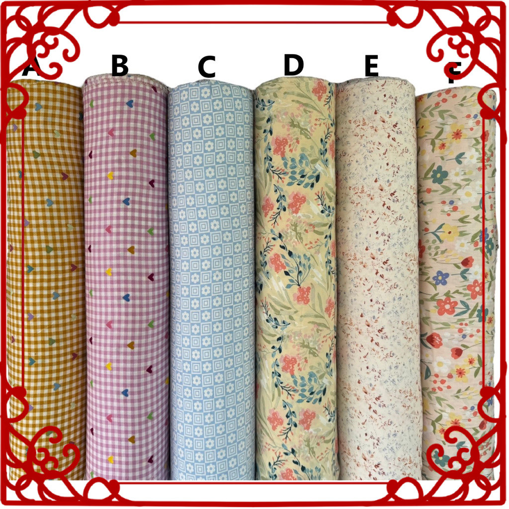 bahan kain katun rayon viscose motif motif bunga cantik love love kotak terbaru best seller adem