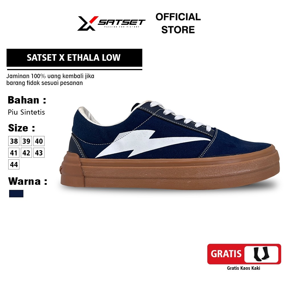 SATSET X Sepatu Sneakers Pria Ethala Old Skool Navy gum