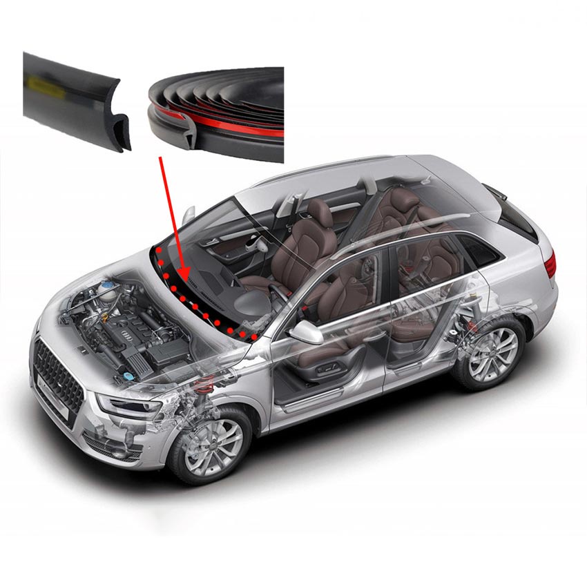 RB 2M Seal Strip Karet Kaca Depan Mobil U Shape Pelindung Lis Karet Kaca Mobil Universal