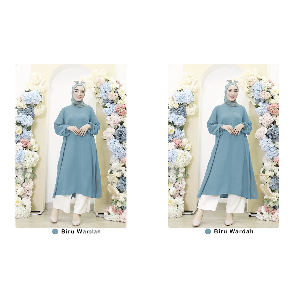 Queen Rayya Basic | Long Tunik | Tunik I Busui Friendly | Biru Wardah | by RayyaOfficial