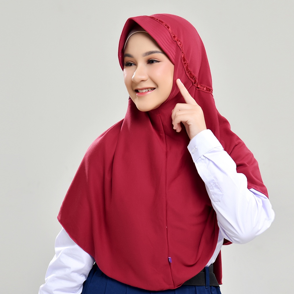 Rabbani Kerudung Sekolah Instan Hemy Model Jilbab Serut Pita Ori