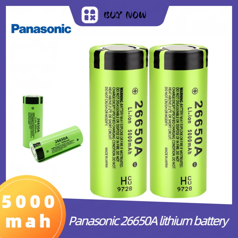 In Stock✨Panasonic 26650A Baterai Lithium Ion 5000mAh 3.7V 5000mAh Kapasitas Besar untuk Senter