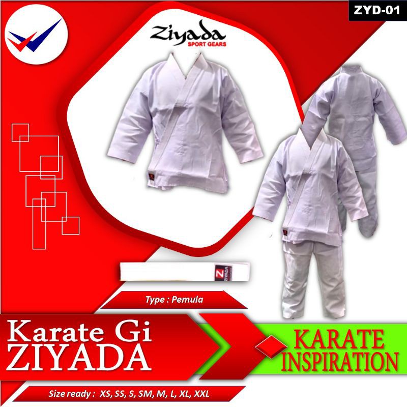 Seragam baju karate pemula ziyada tegi gi pakaian judo aikido jujitsu