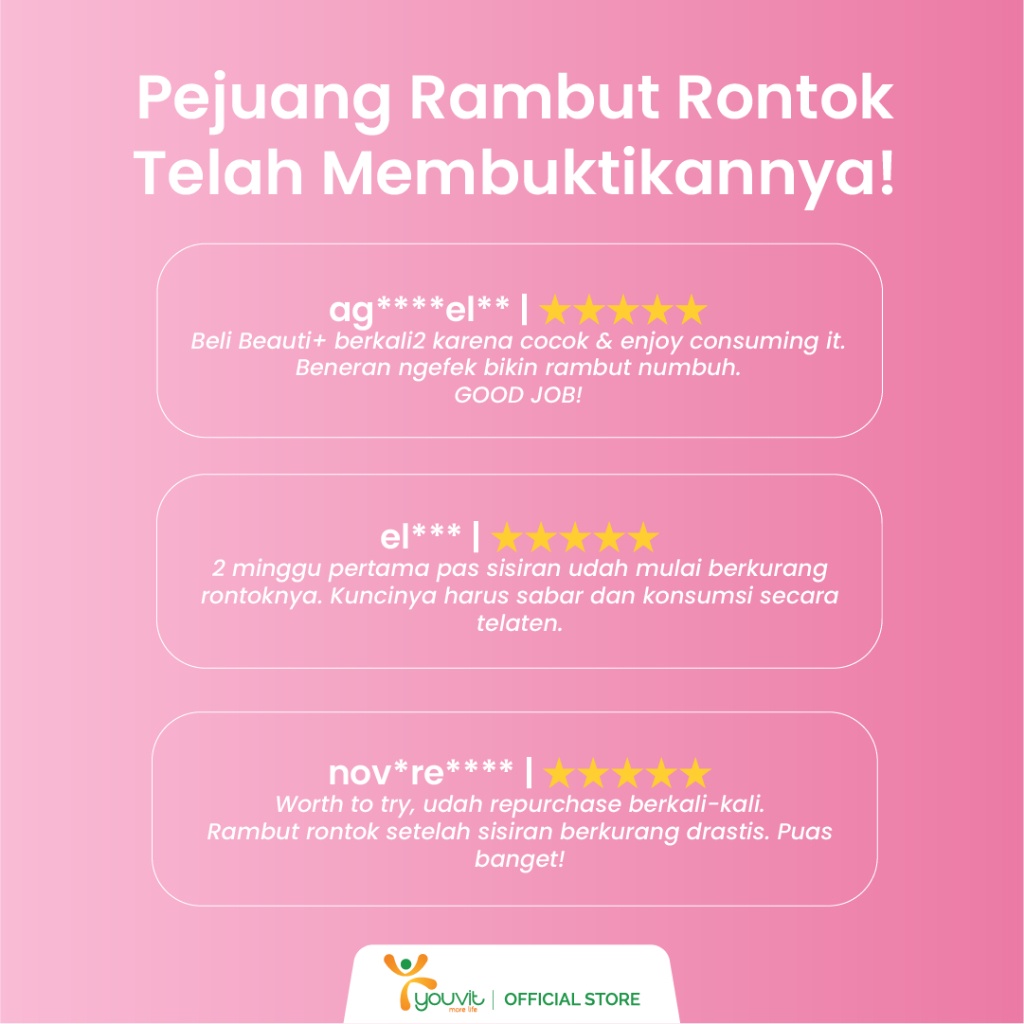 Biotin Gummy untuk Vitamin Rambut Rontok | Youvit Beauti+ 30 Hari