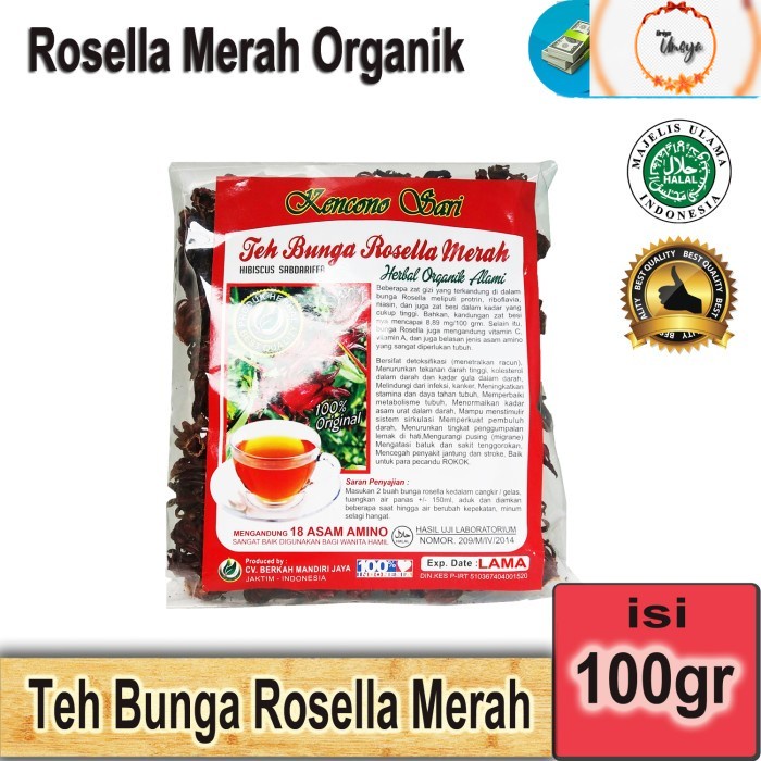 

Teh ROSELLA MERAH KENCONO SARI Curah Bunga Rosela Merah - 100gram