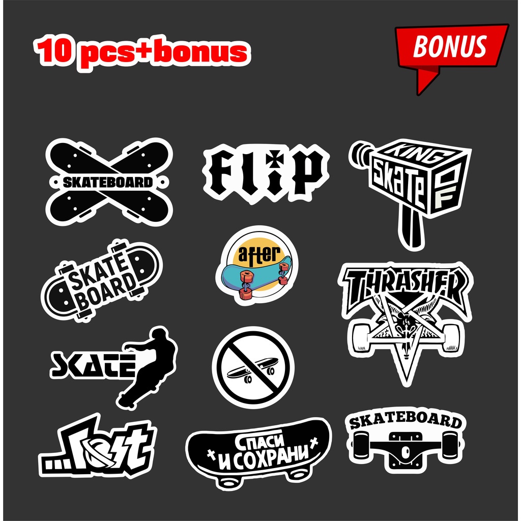 

Paket stiker brand Stiker band Stiker fun Skateboard Stiker raftac isi 10 pcs+bonus