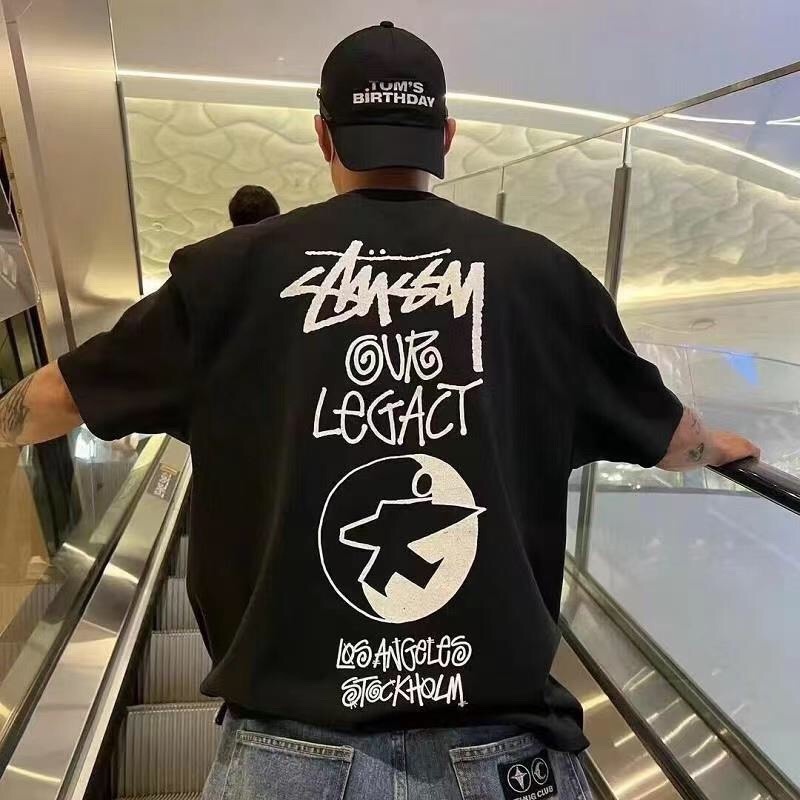 11.11 Stussy Style 250g Oversized CHAOS Streetwear Unisex American style T Shirt Fashion Hip Hop Men