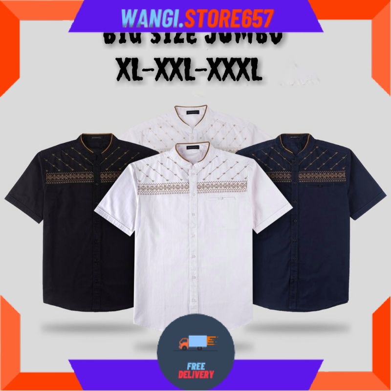 BAJU MUSLIM PRIA LAKI" BAPAK" BIGSIZE MOTIF BARU POLOS WARNA / Grosir Baju koko Dewasa Lengan pendek