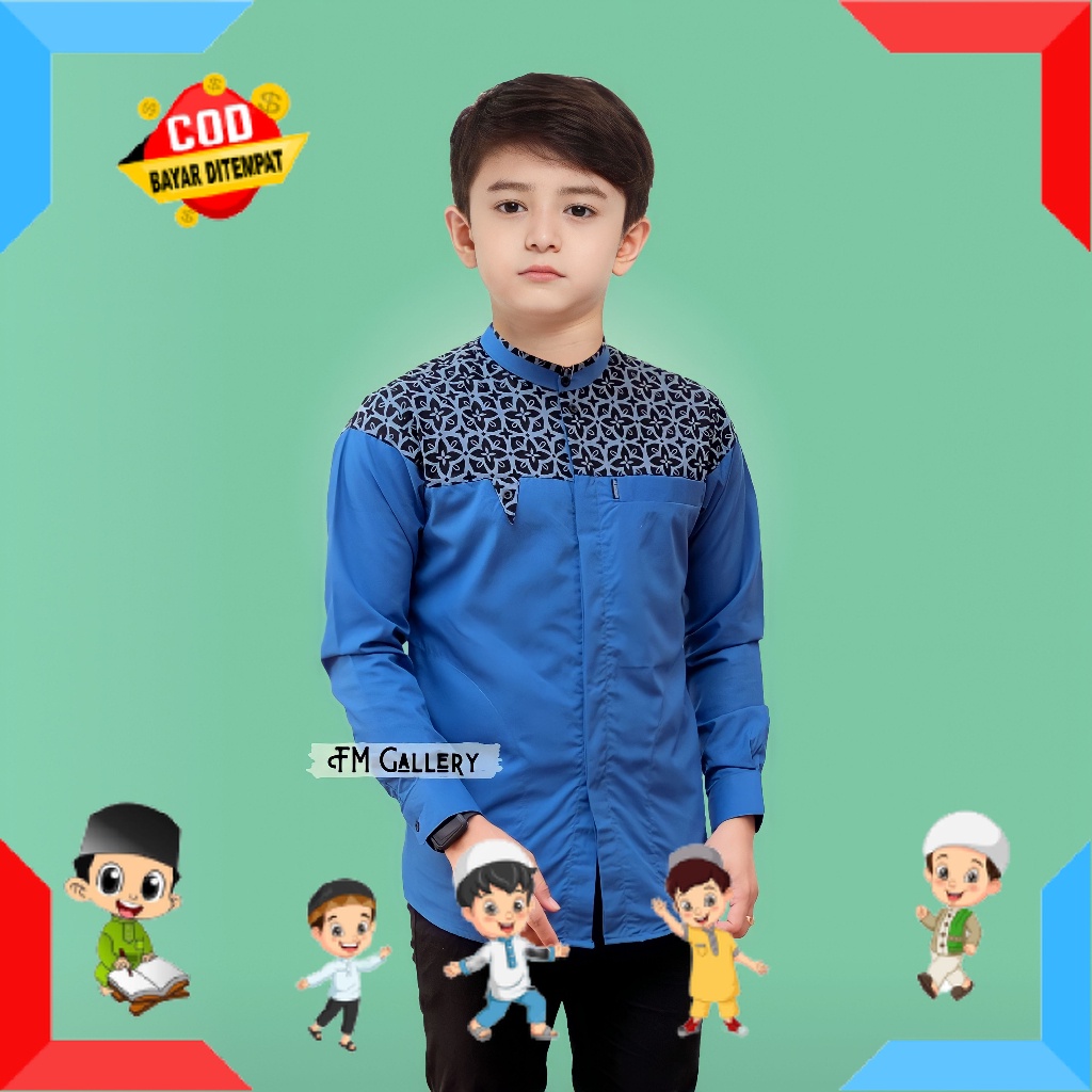 SAYANG ANAK BAJU MUSLIM ANAK PRIA LAKI" LANANG PUTRA MOTIF POLOS WARNA / Baju Koko Anak Laki Laki Le
